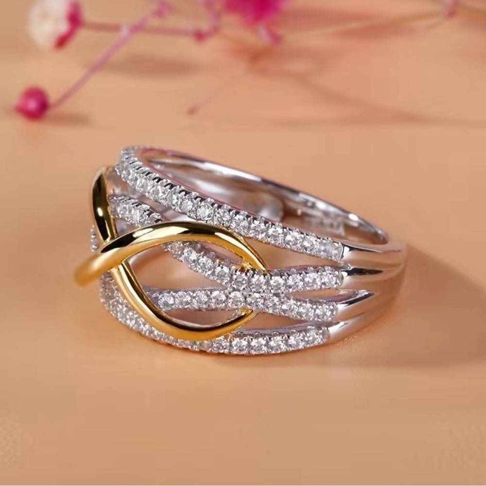 Infinity Rhinestone Gold Ring - Picture 2 of 13